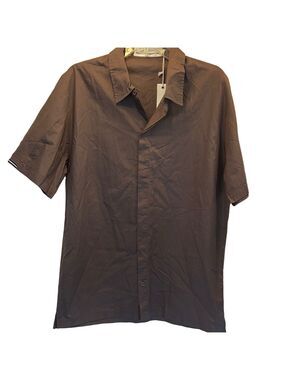Oxygen Brown Hidden Button Down Shirt for Men, SZ XL